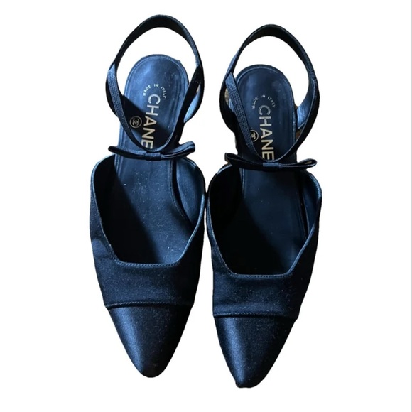 Chanel Black Bow Flats 37.5 - Picture 1 of 4